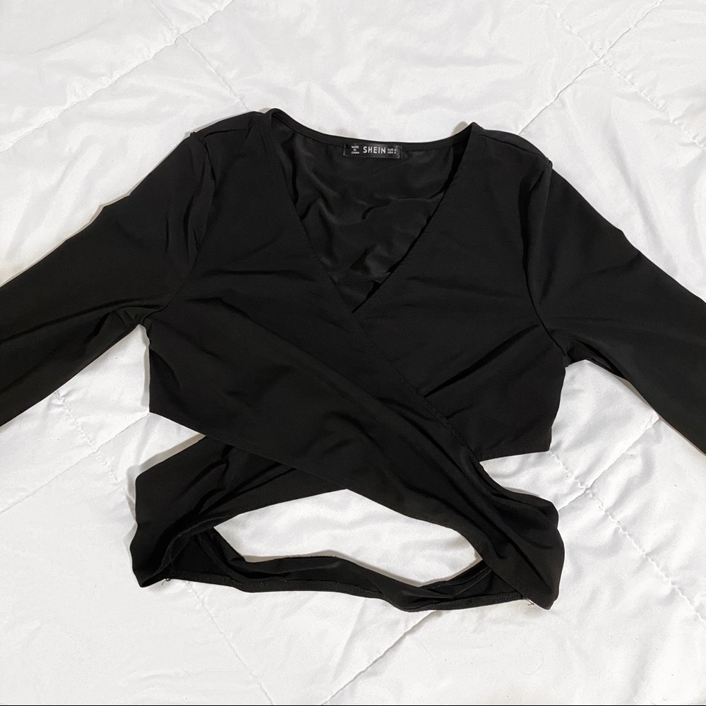 Black Wrap Crop Top